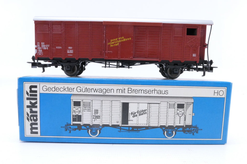 Märklin 4698 Gedeckter Güterwagen mit Bremserhaus der DB, Analog, Spur H0, OVP.0