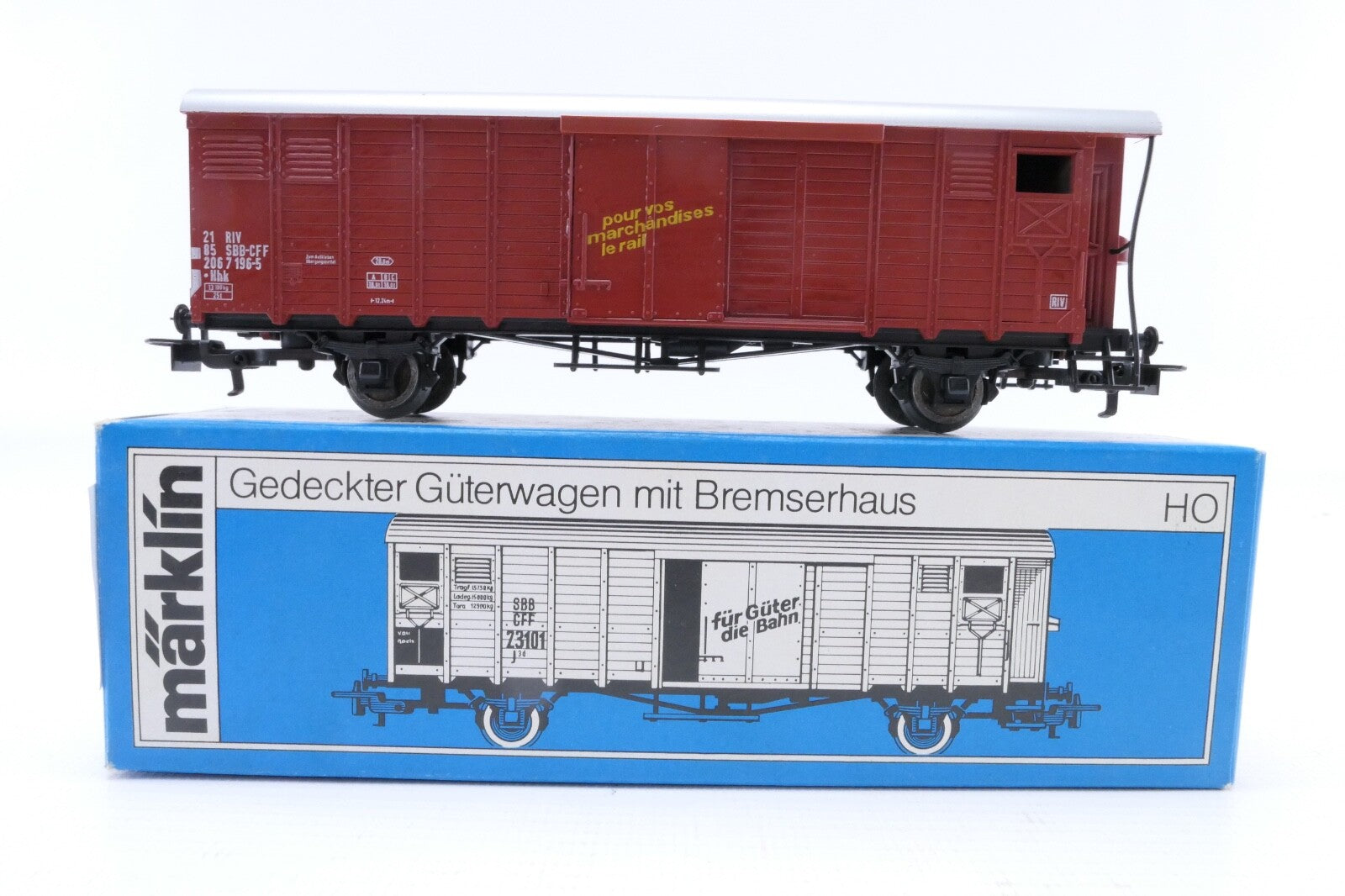 Märklin 4698 Gedeckter Güterwagen mit Bremserhaus der DB, Analog, Spur H0, OVP.0