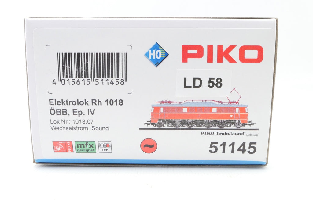 Piko H0 51145 E-Lok BR 1018 der ÖBB, WS, mfx Digital mit Sound, in OVP mit BA.11