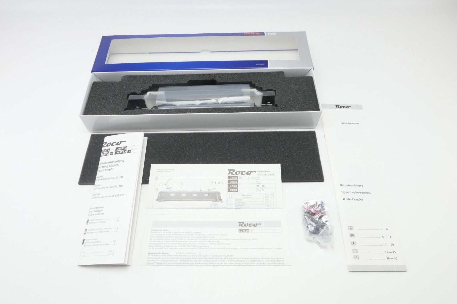 Roco H0 72583 Leerverpackung, komplett mit Inlay, Zurüstteilen und BA für Re 4/43