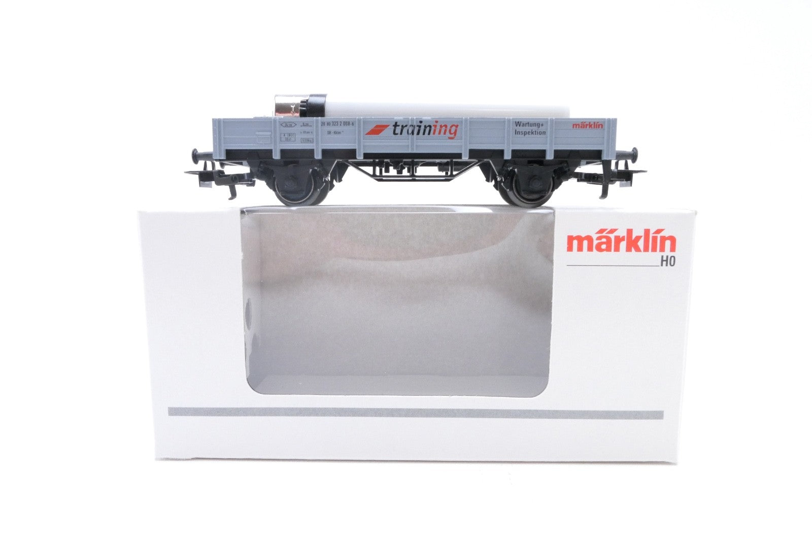 Märklin 94326 Niederbordwagen mit Feuerzeug ungeprüft. H0, in OVP.0