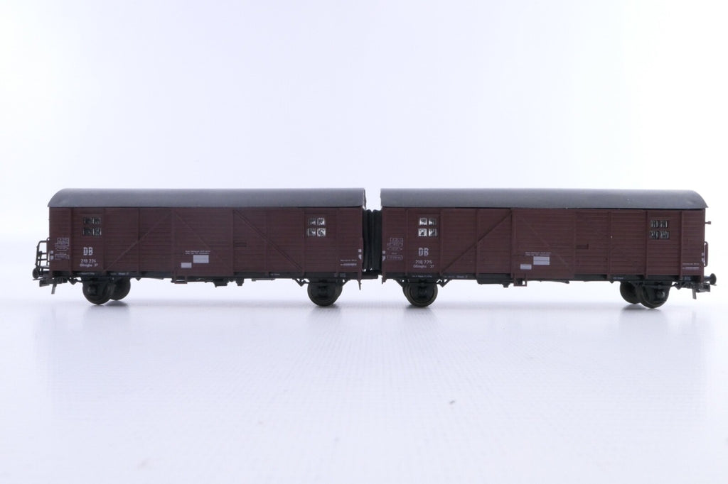 Roco H0 4328 Gedecktes Güterwagenpaar Leig-Einheit der DB, Analog, in OVP.6